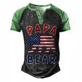 Mens American Flag Papa Bear 4Th Of July Usa Patriotic Dad V2 Men's Henley Shirt Raglan Sleeve 3D Print T-shirt Black Green