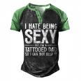 Mens Awesome Dads Have Tattoos And Beards Fathers Day V2 Men's Henley Shirt Raglan Sleeve 3D Print T-shirt Black Green