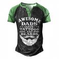 Mens Awesome Dads Have Tattoos And Beards Fathers Day V3 Men's Henley Shirt Raglan Sleeve 3D Print T-shirt Black Green