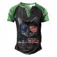 Meowica Funny Cat Patriotic Usa Shirt American Flag 544 Trending Shirt Men's Henley Shirt Raglan Sleeve 3D Print T-shirt Black Green