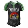 Merica Retro Eagle Bandana American Flag 4Th Of July Fourth Men's Henley Raglan T-Shirt Black Green