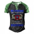 My Stepdad Has Your Back Proud Army 685 Shirt Men's Henley Shirt Raglan Sleeve 3D Print T-shirt Black Green