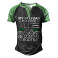 My Stepdad Is A Hero In Combat Boots 684 Shirt Men's Henley Shirt Raglan Sleeve 3D Print T-shirt Black Green