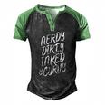 Nerdy Dirty Inked & Curvy Tattoo Woman Girl Nerd Men's Henley Raglan T-Shirt Black Green
