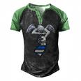 New Jersey Thin Blue Line Flag And Angel For Law Enforcement Men's Henley Raglan T-Shirt Black Green