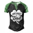Mens One Lucky Dad Shamrock Four Leaf Clover St Patricks Day Men's Henley Raglan T-Shirt Black Green