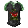 One In A Melon Daddy Watermelon Family Matching Men Men's Henley Raglan T-Shirt Black Green