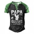 Papa Is My Name Golfing Is My Game Golf Men's Henley Raglan T-Shirt Black Green