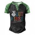 Peace Out First Grade Last Day Of School 2022 Graduation Men's Henley Raglan T-Shirt Black Green