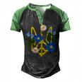 Peace In The Crest Of Ukraine Peace And Solidarity For Ukraine Men's Henley Shirt Raglan Sleeve 3D Print T-shirt Black Green