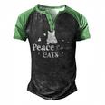 Peace Love Cats Animal Lover Cat Lover Men's Henley Shirt Raglan Sleeve 3D Print T-shirt Black Green