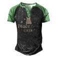 Peace Love Cats Animal Lover Gift For Cat Lover Men's Henley Shirt Raglan Sleeve 3D Print T-shirt Black Green