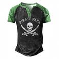 Pirate Papa Halloween Costume For Dad Men's Henley Raglan T-Shirt Black Green