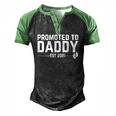 Promoted To Daddy 2021 For First Time Fathers New Dad Men's Henley Raglan T-Shirt Black Green