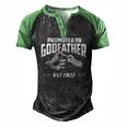 Promoted To Godfather 2022 For First Time Fathers New Dad Men's Henley Raglan T-Shirt Black Green