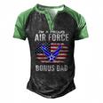 Im A Proud Air Force Bonus Dad With American Flag Veteran Men's Henley Raglan T-Shirt Black Green
