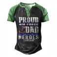 Proud Air Force Dad US Air Force Veteran Military Pride Men's Henley Raglan T-Shirt Black Green