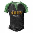 Proud Army Stepdad Fathers Day Men's Henley Raglan T-Shirt Black Green