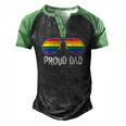 Proud Dad Rainbow Glasses Lgbt Gay Pride Support Lgbtq Men's Henley Raglan T-Shirt Black Green