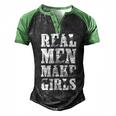 Real Men Daughter Fathers Day Dad Men's Henley Raglan T-Shirt Black Green