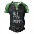 Reel Cool Poppy Fishing Fathers Day Fisherman Poppy Men's Henley Raglan T-Shirt Black Green