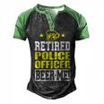 Retired Police Officer Beer Me Retirement Men's Henley Raglan T-Shirt Black Green