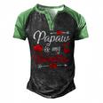 Retro Hearts Papaw Is My Valentines Day Fathers Day Men's Henley Raglan T-Shirt Black Green