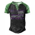 Rett Syndrome Warrior Usa Flag United States Flag Purple Ribbon Rett Syndrome Rett Syndrome Awareness Men's Henley Shirt Raglan Sleeve 3D Print T-shirt Black Green