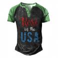 Rose In The Usa Cute Drinking 4Th Of July Men's Henley Raglan T-Shirt Black Green