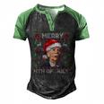 Santa Joe Biden Merry 4Th Of July Ugly Christmas Men's Henley Raglan T-Shirt Black Green