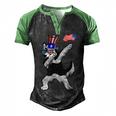 Siberian Husky Dabbing Dog Dad 4Th Of July Men's Henley Shirt Raglan Sleeve 3D Print T-shirt Black Green