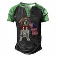Smart Beagle Patriotic Memorial Day 4Th Of July Usa Flag Men's Henley Raglan T-Shirt Black Green