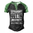 Mens Straight Outta Money Volleyball Dad Men's Henley Raglan T-Shirt Black Green