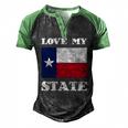 Texas State Flag Saying For A Pride Texan Loving Texas Men's Henley Raglan T-Shirt Black Green