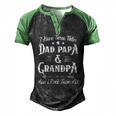 Mens I Have Three Titles Dad Papa And Grandpa Fathers Day Men's Henley Raglan T-Shirt Black Green