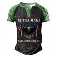 Ultra Maga Eagle Vintage Men's Henley Shirt Raglan Sleeve 3D Print T-shirt Black Green