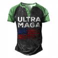 Ultra Maga Proud American Distressed Flag Patriotic Men's Henley Shirt Raglan Sleeve 3D Print T-shirt Black Green