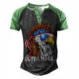 Ultra Maga Trump Sunglasses Eagle Head Usa Flag Bandana Men's Henley Shirt Raglan Sleeve 3D Print T-shirt Black Green