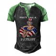 Uncle Sam 4Th Of July Usa Patriot Men's Henley Raglan T-Shirt Black Green