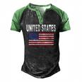 United States Flag Cool Usa American Flags Top Tee Men's Henley Raglan T-Shirt Black Green