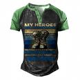 Vintage Veteran Mom My Heroes Dont Wear Capes Army Boots T-Shirt Men's Henley Shirt Raglan Sleeve 3D Print T-shirt Black Green
