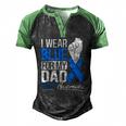 I Wear Blue For My Dad Als Awareness Supporter Warrior Men's Henley Raglan T-Shirt Black Green