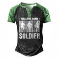 Welcome Home Soldier Usa Warrior Hero Military Men's Henley Raglan T-Shirt Black Green
