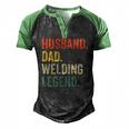 Mens Welder Husband Dad Welding Legend Vintage Men's Henley Raglan T-Shirt Black Green