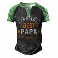 World Best Papa Papa T-Shirt Fathers Day Gift Men's Henley Shirt Raglan Sleeve 3D Print T-shirt Black Green