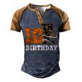 10Th Birthday Basketball Kids Boys Men Sport Lovers Men's Henley Shirt Raglan Sleeve 3D Print T-shirt Brown Orange