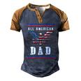 4Th Of July American Flag Dad Men's Henley Raglan T-Shirt Brown Orange