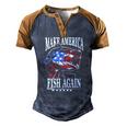 4Th Of July Fishing Make America Fish Again Usa Fisherman Men's Henley Raglan T-Shirt Brown Orange