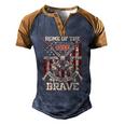 4Th Of July Military Home Of The Free Because Of The Brave Men's Henley Raglan T-Shirt Brown Orange