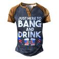 4Th Of July Drinking And Fireworks Just Here To Bang & Drink Men's Henley Shirt Raglan Sleeve 3D Print T-shirt Brown Orange
